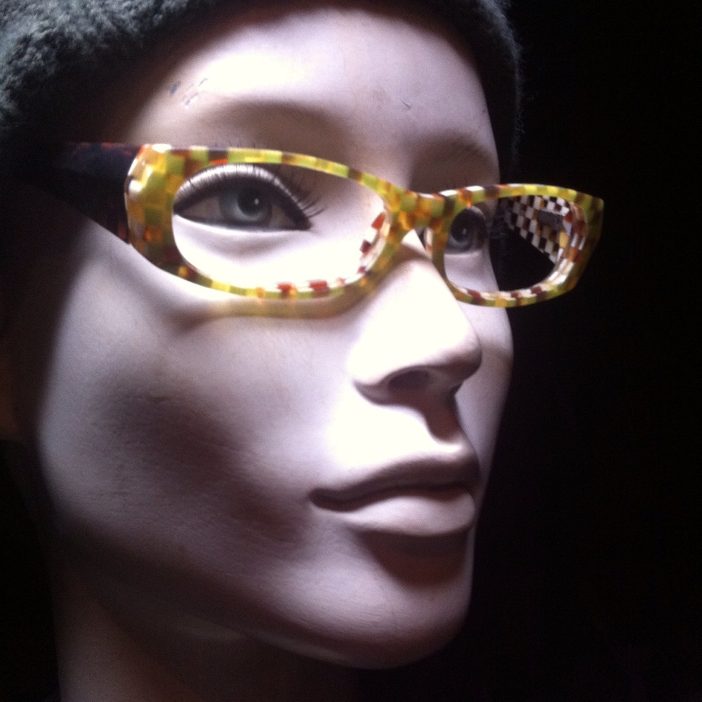 Stylish Yellow Checkered Women's Glasses